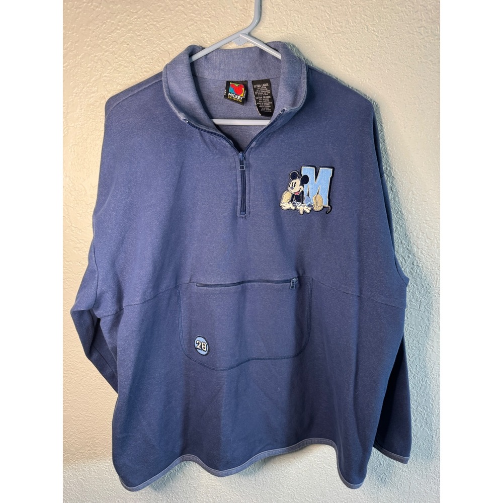 VINTAGE Mickey Unlimited Quarter Zip Pullover Mens XL Blue EXCELLENT AT1098
